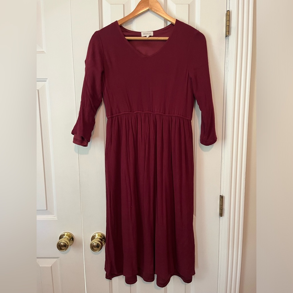 Roolee Maroon Small Midi Dress